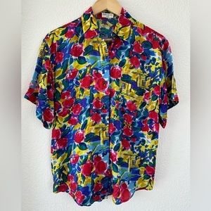 Robert Stock Silk Vintage Floral Top